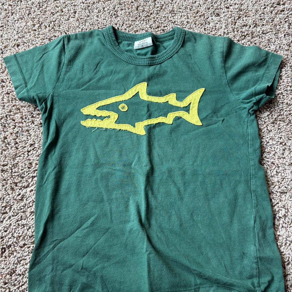 Mini Boden Green Tee with Yellow Shark